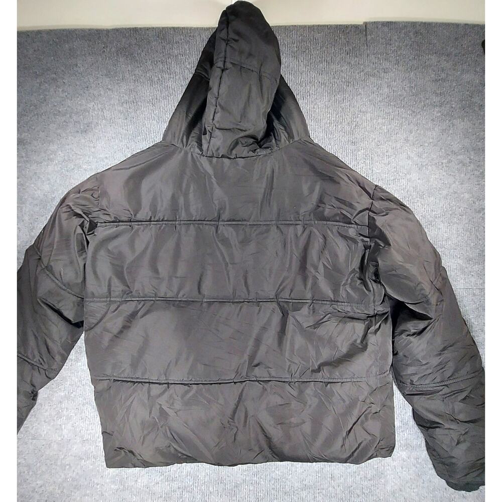 Zara Women's M Black Hooded Puffer Jacket Coat Heavy Quilted Streetwear Full Zip - Picture 8 of 11